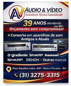 Conserto em Som, Receiver, Toca discos e toda linha de Áudio Tel:(31)3275 3315